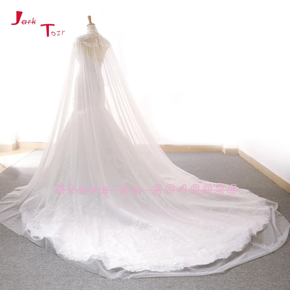 White Bridesmaid Dresses: Wedding Dresses With Tulle Shawl Slim Elegant Bridal Gowns