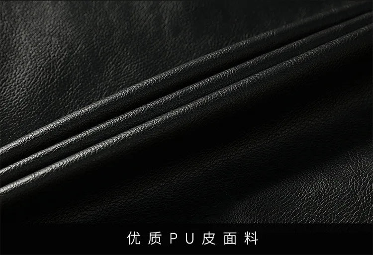 Mens PU Leather Jacket Fleece and Thicken Male Coats Motorcycle Clothing
