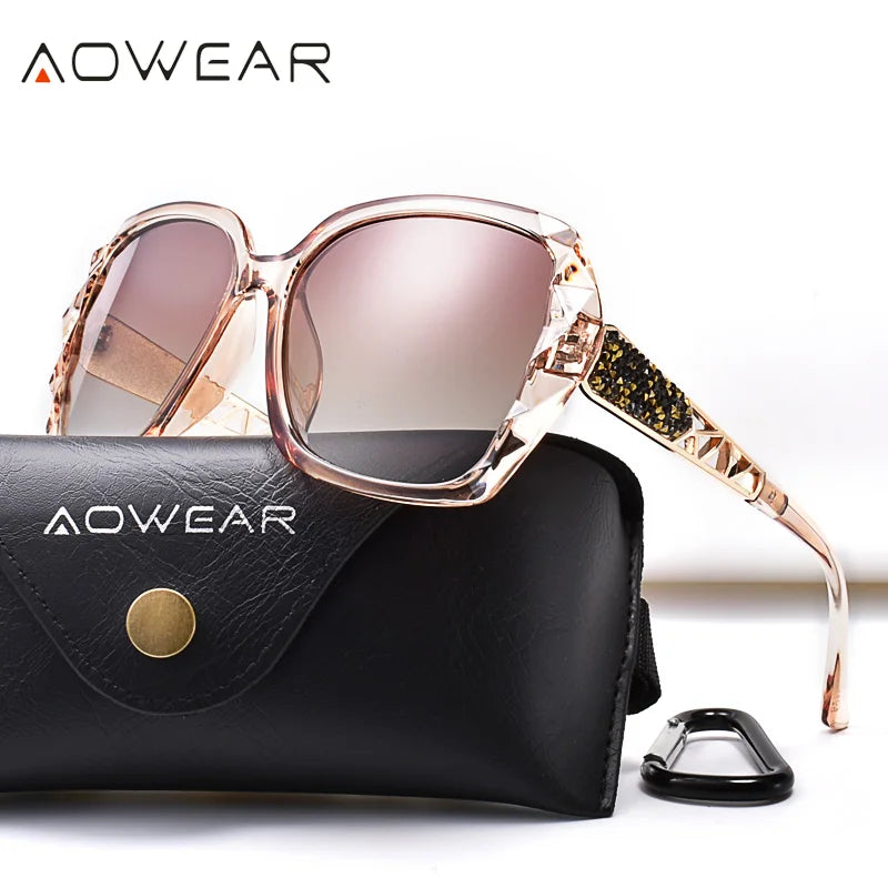 Sunglasses Women Polarized Square Vintage Sun Glasses Ladies Diamond