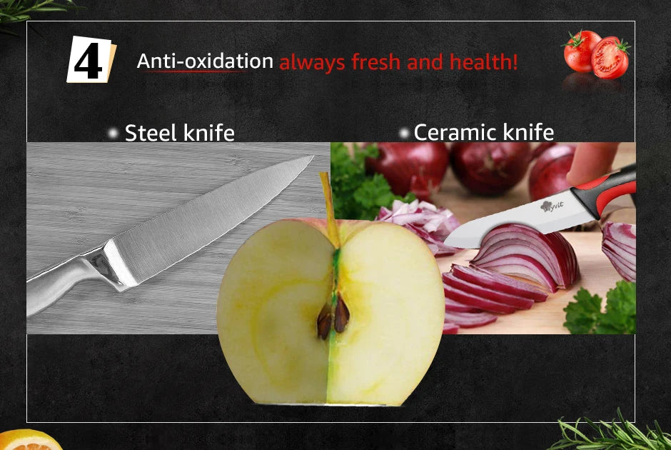 Ceramic Knife Set 3 4 5 6 inch Ultra Sharp Chef Knife Utility Fruit Slicing Vegetable