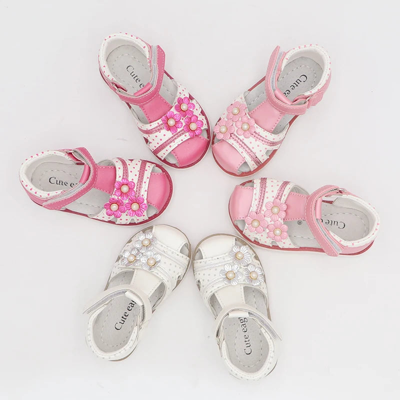 Cute Eagle Summer Girls Sandals  Pu Leather Toddler Kids Shoes Closed Toe Baby