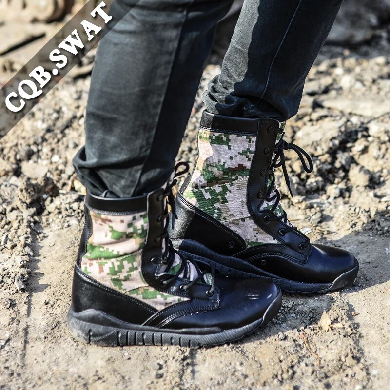 Military Combat Boots Tactical Breathable Wearable Boots Motorcycle Hiking Boots