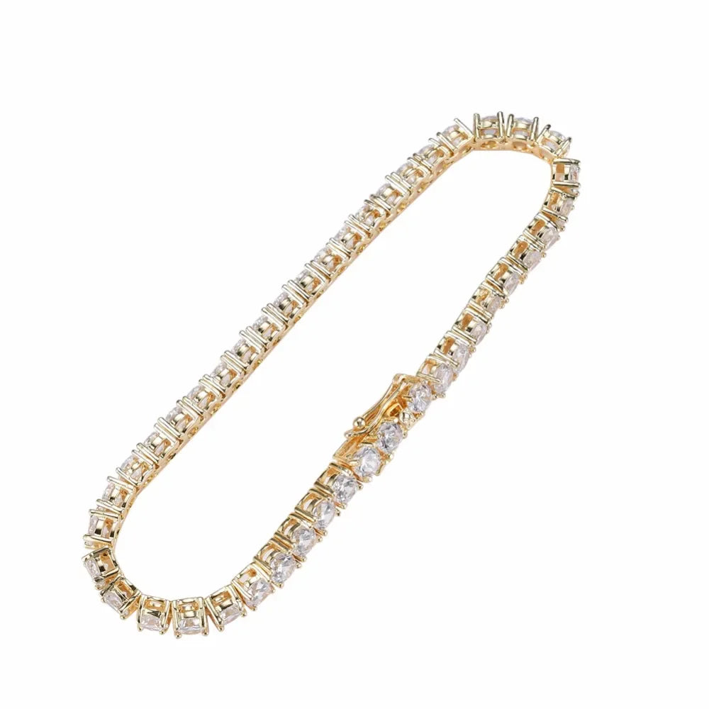 Brass Tennis Bracelet  AAA CZ Bling Bling 3mm 4mm 5mm 1 Row Cubic Zirconia Bracelet For Men And Women Iced Out Jewelry BB019