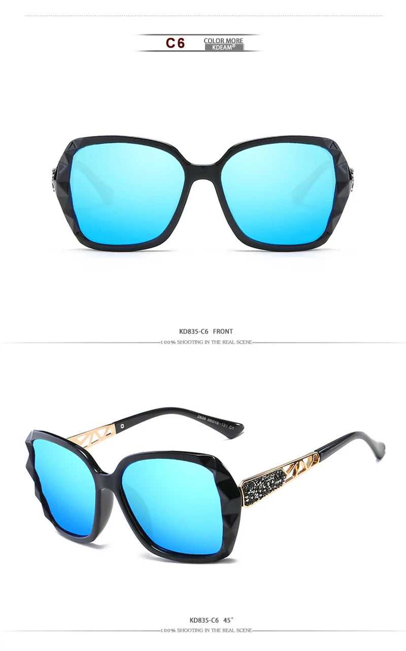 KDEAM Shiny For Women Sunglasses Polarized Butterfly Diamond Designer Sun Glasses Female UV-protected and Box