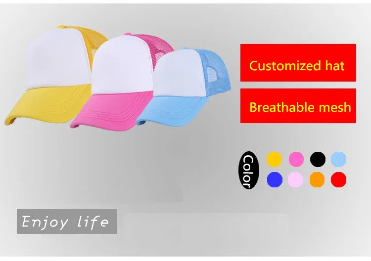 50 Color Unisex SummerTrucker Hat For Adult Net Baseball Cap Men Women Polyester Blank Mesh Adjustable Sun Hat Visor