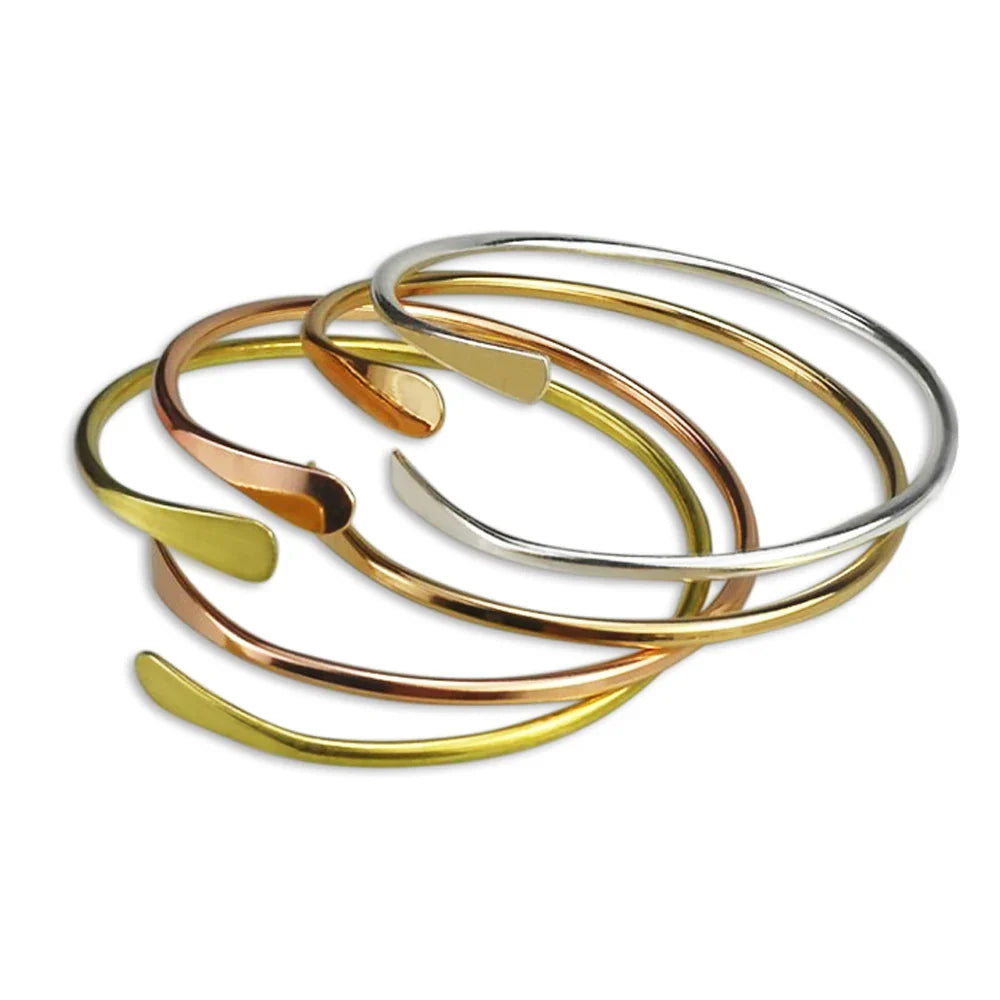 MaiLun 10pcs/lot blank Brass Stacking Bangles Smooth Oval Stacking Bracelet Open Cuff Bangles F1671