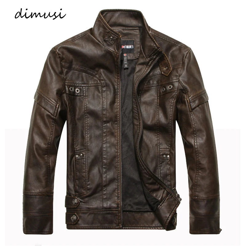 Autumn Winter Mens PU Leather Jacket Motorcycle Leather Coats Mens