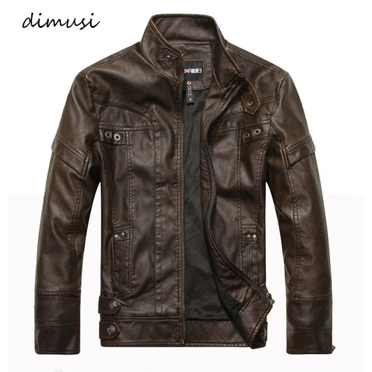 Autumn Winter Mens PU Leather Jacket Motorcycle Leather Coats Mens