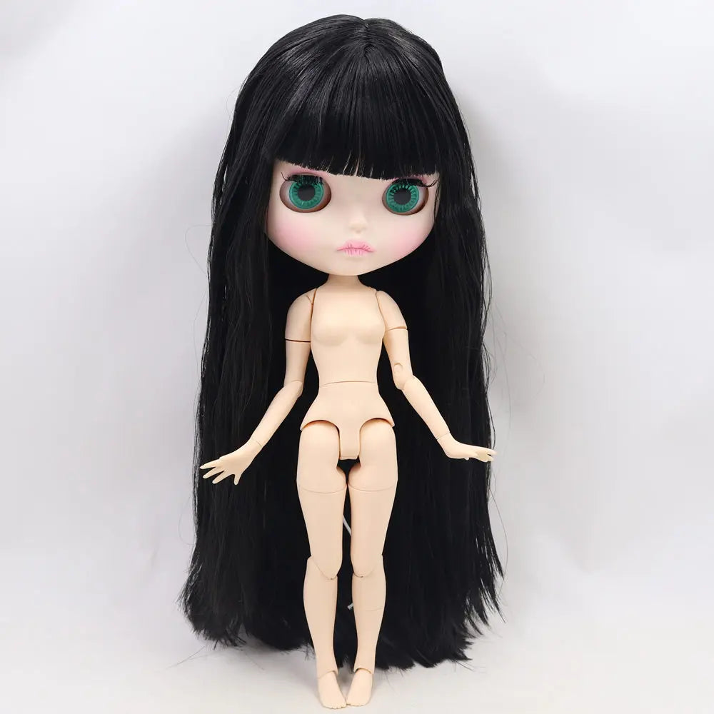 ICY DBS Blyth Doll For Series No.BL9601 Black hair Carved lips Matte face Joint body 1/6 bjd