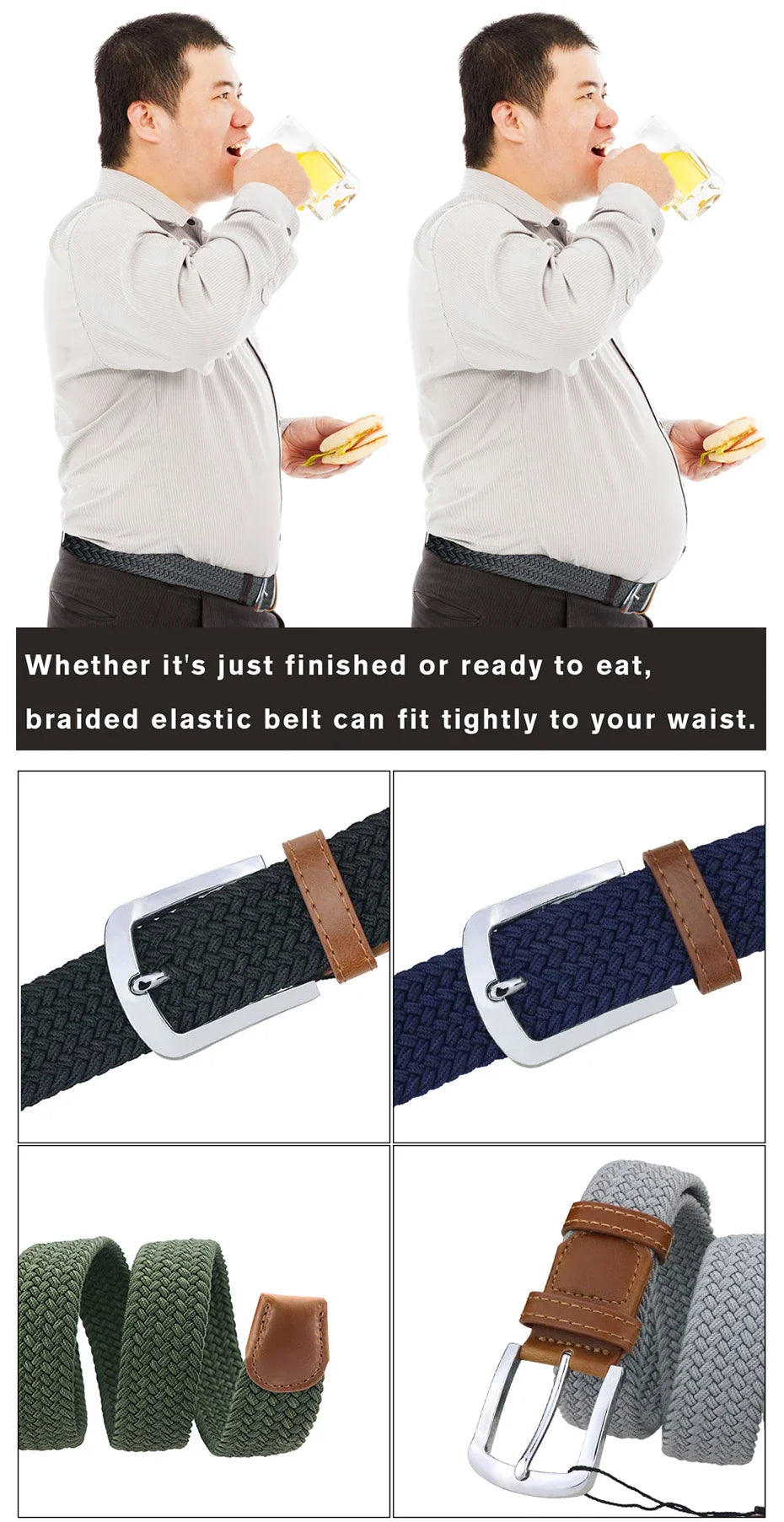 MaiKun Men's Belts for Men belt Metal Pin Buckle Elastic Men Belt Military Tactical Belt