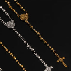 Stainless steel rosary beads 4mm bead necklace, small rosary necklace, ladies jewelry