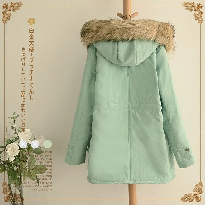 cotton coat women's plus velvet thick Slim cotton jacket in the long section