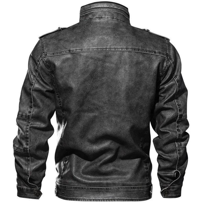 Men Autumn Winter PU Leather Jacket Motorcycle Leather Jackets Male