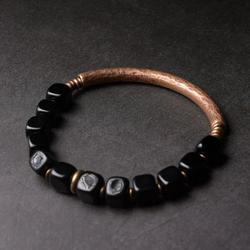 Handmade Hammered Pure Copper Bracelet Vintage  Artificial Oxidized Street Rock Style Metal Unisex Jewelry For Men Women