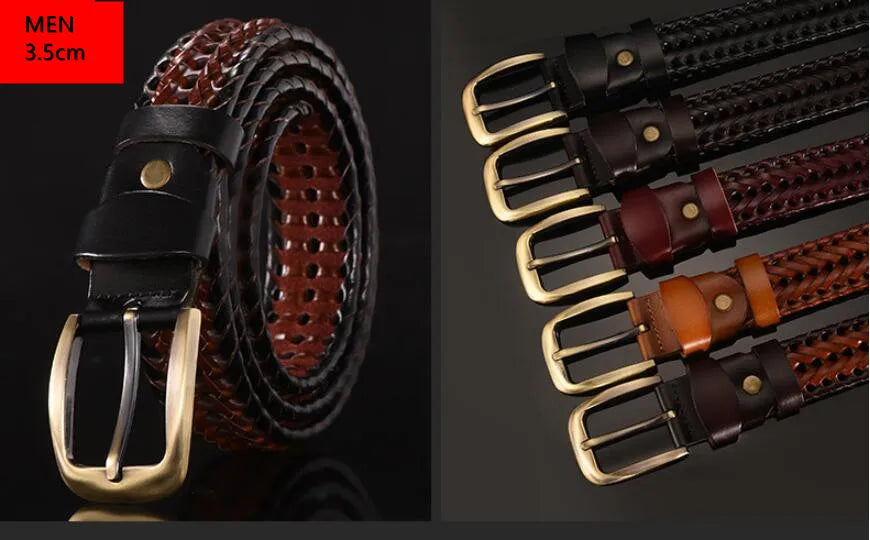 Women Braided Belt For Men's Woven Belt Luxury Genuine Leather Cow Straps Hand Knitted Designer Men For Jeans Girdle Male Belts