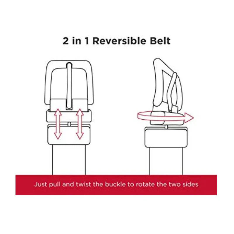1Pcs Men's Genuine Leather Reversible Belt Rotated Buckle Two In One Big And Tall