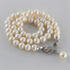 Women's S925 Sterling Silver Natural Pearl Necklace Classic Party Jewelry