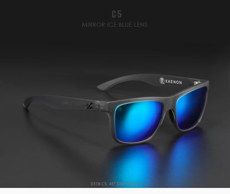 KAENON Square Polarized Sunglasses Men TR90 Flexible Sports Sun Glasses For Women Real Coating Lens With Original Box