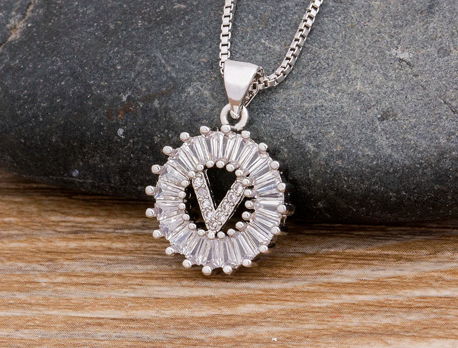 NIdin Hot Sale 2 Colors Initial Letter Pendant 26 Letters Charm Name Necklace Top Quality Copper Zircon Jewelry Birthday Gift