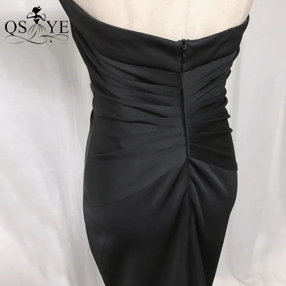 Evening wear Dresses: Long Prom Dress Fitted Elastic Ruched Evening Gown