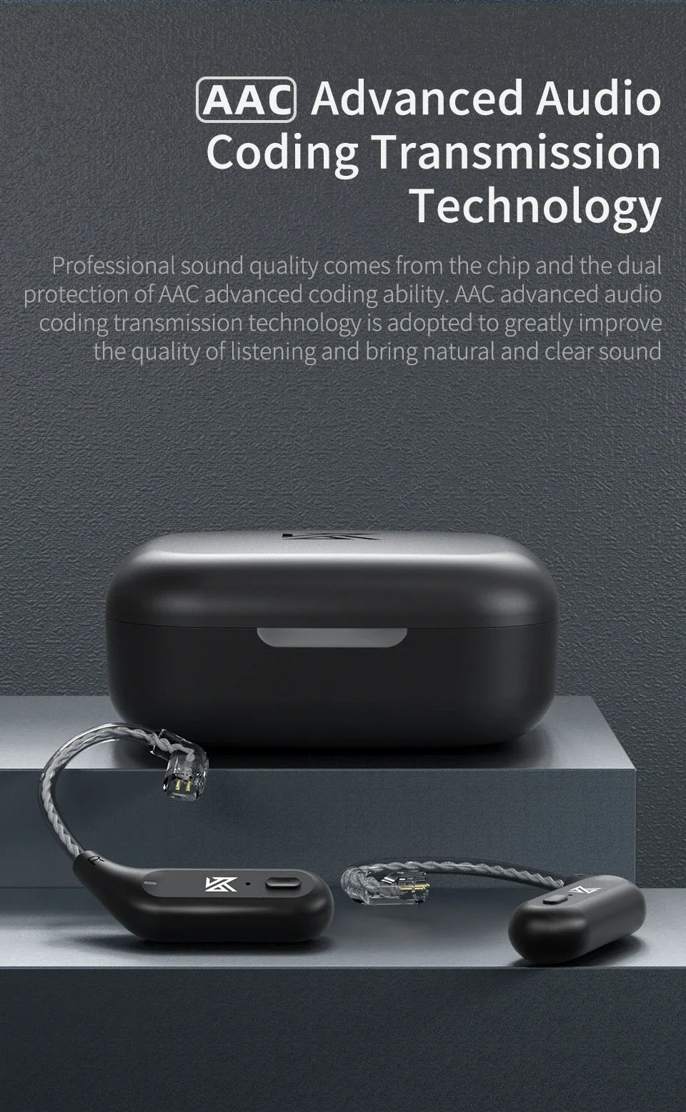 KZ AZ09 HD Bluetooth-Compatible Module 5.2 Headphones Wireless Upgrade Cable HIFI Wireless Ear Hook CPIn With Charging Bin