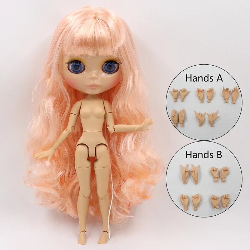 ICY DBS Blyth doll 1/6 bjd joint body tan skin doll glossy face 30cm toy random eyes colors