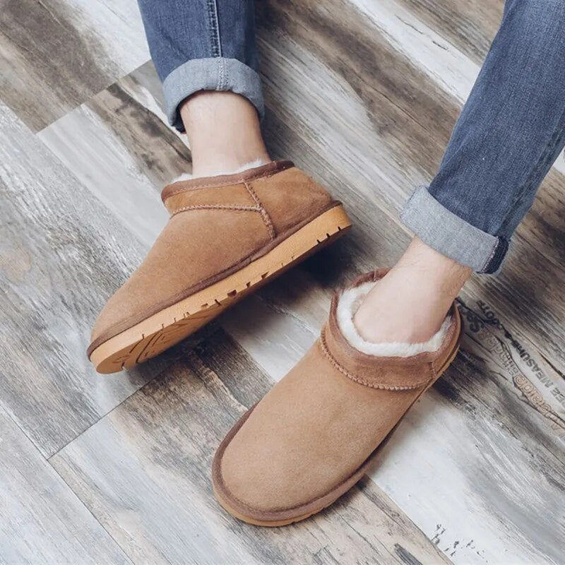 Fashion Winter Ankle Rubber Wool Boots For Women Australian Genuine Cowhide Leather