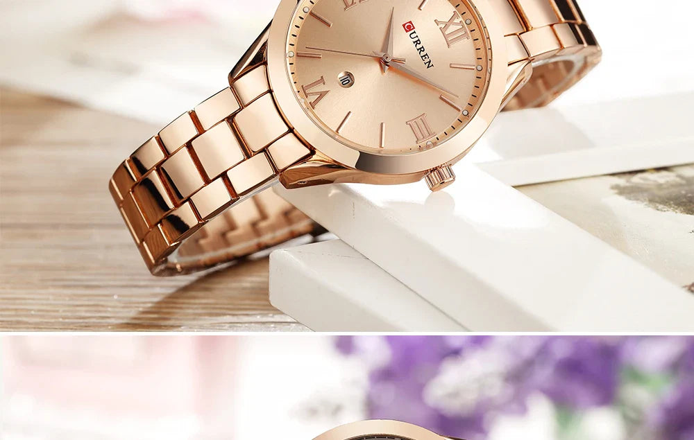 CURREN Ladies Watch For Women Fashion Retro Female Waterproof Watch Steel Quartz Watch For Women Christmas Relógio Feminino 9007