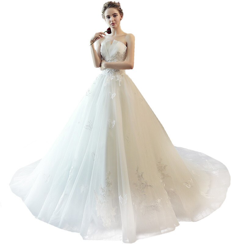 White Bridesmaid Dresses: Wedding Dress Bride White Flower Dress Tube Top Lace