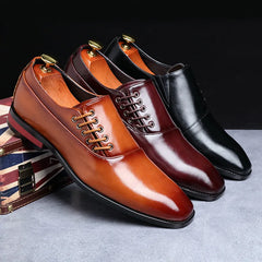 Men Leather Shoes Formal Dress Wedding Shoes Red Business