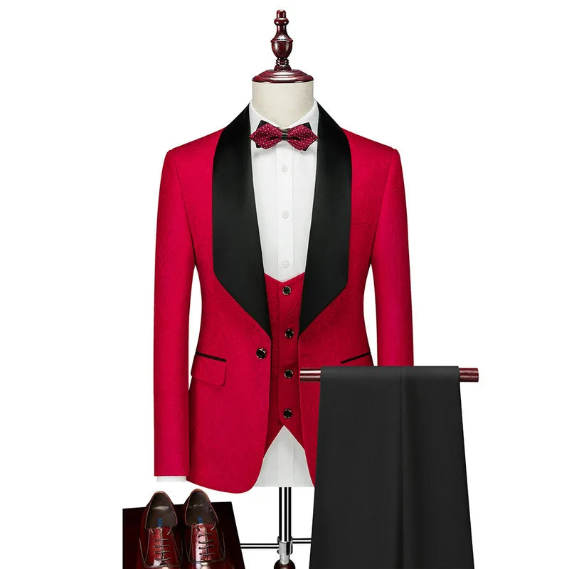 Wedding Dress Slim Fit Luxury Suits For Men Jacquard Homme Costume
