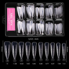 100Pcs/box Full Cover Sculpted Nail Tips Fake Finger Nails Extension Tip Quick Building Mold False Tips For Manicuring Tool Set