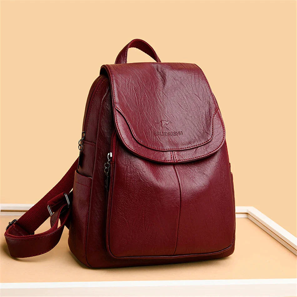 Genuine Women Leather Backpack Fashion Female Shoulder Bag Sac a Dos Ladies Bagpack Mochilas School Bags For Teenage Girls 2024