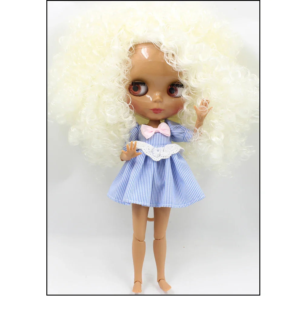ICY DBS Blyth doll 1/6 bjd joint body white skin matte face dark skin shiny face curly hair afro hair toy 30cm
