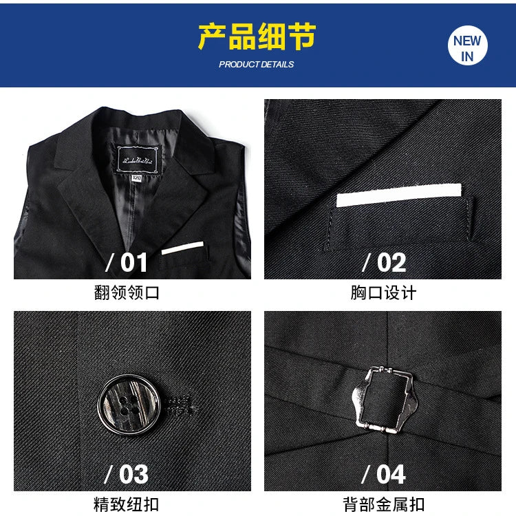 Boy Top Ring Bearer Waistcoat Clothes Set Kids Formal Suits Child Tie Long Sleeve Shirt Vest Trousers Toddler Gentleman Outfits