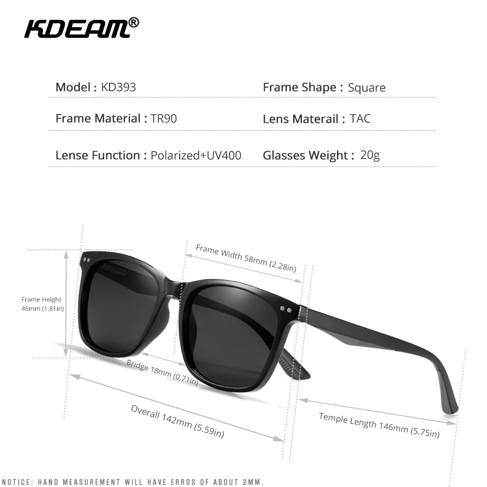 Sunglasses Polarized Lens TR90 Material Frame Spring Stainless Steel Hinges