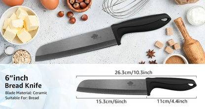 Ceramic Knife 3 4 5 6 Inch Sharp Kitchen Chef Knives Utility Slicer Paring Serrated