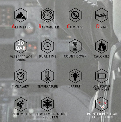 NORTH EDGE Mens Dive Watch Military Army Luxury Full Steel Smartwatch Compass Altimeter Barometer Digital Clock Waterproof 200m