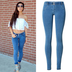 Stretch Jeans Low Waist Women Tight Skinny Denim Pants Buttock Push Up Leggings