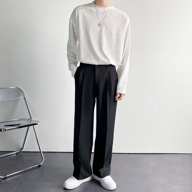 Solid Color Formal Suit Pants Men Korean Fashion Loose Casual Pants Men