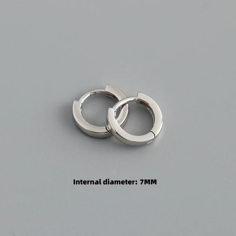 WANTME 925 Sterling Silver Minimalist Punk Rock Circle Hoop Earrings for Women Men Goth Piercing Ear Buckle Charm Fine Jewelry