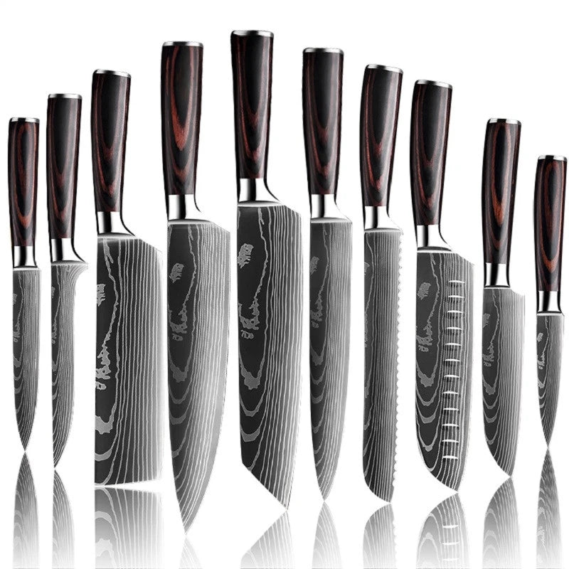 Japanese Kitchen Knives Set Laser Damascus Pattern Chef Knife Sharp