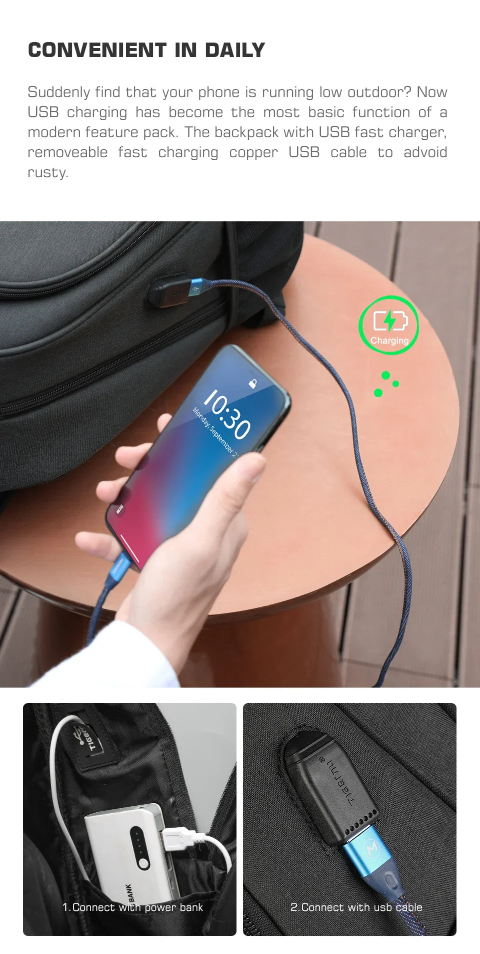 Tigernu Large Capacity Backpack 15.6inch Laptop Backpack Anti Theft Men Backpack College Schoolbag Travel Backpack Bag For Men