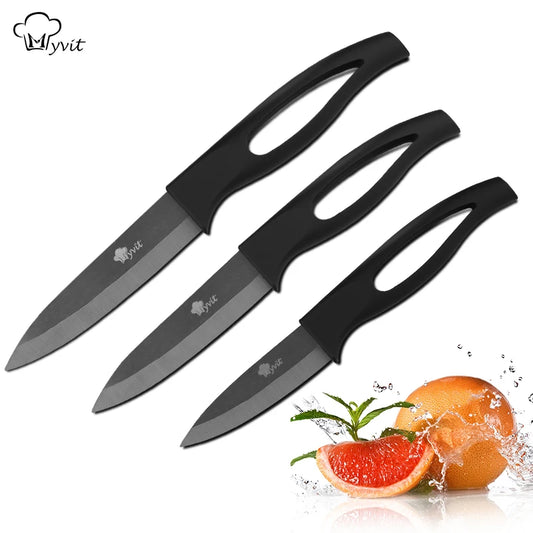 Ceramic Knife Set  3" 4" 5" inch Black Blade Plastic Handle with Cover for Cooking