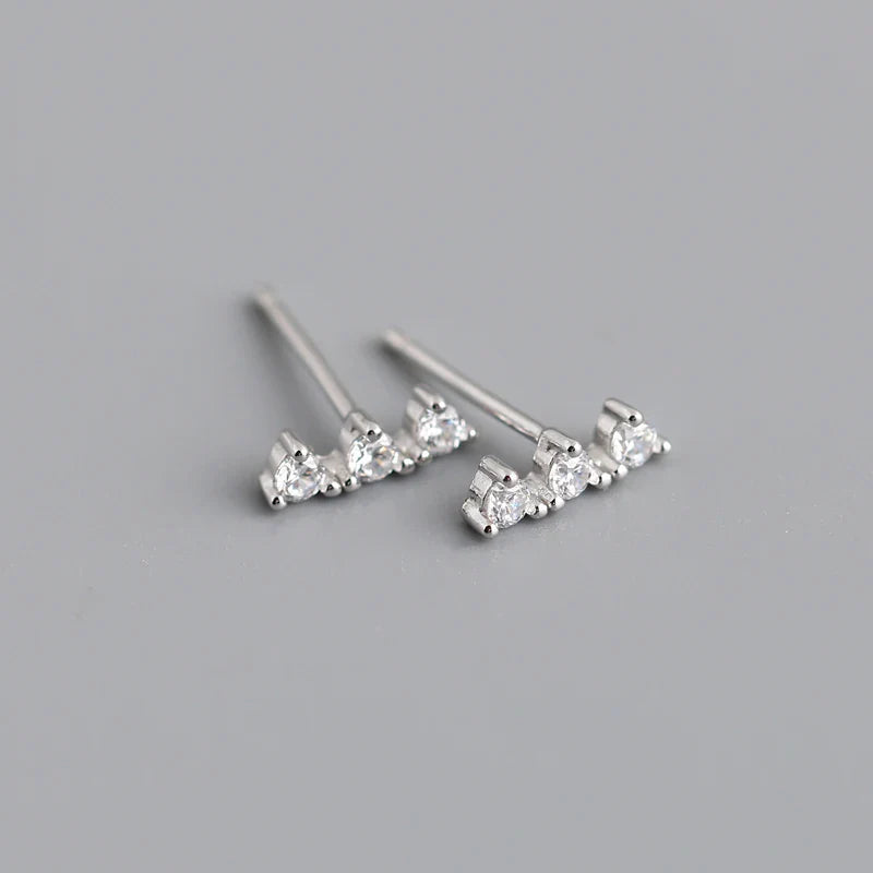 WANTME New Arrival Fashion Korean Blue Zircon Spike Geometric Stud Earrings for Women Real 925 Sterling Silver Gothic Jewelry