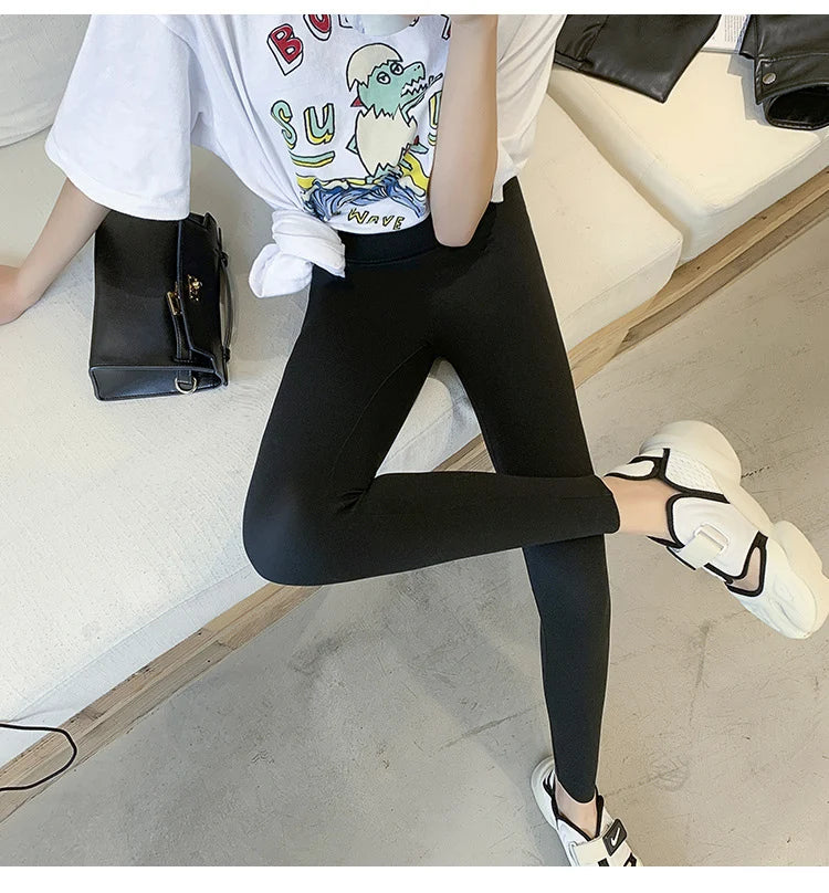 Women Sharkskin Black Leggings Thin Workout Stretch Fitness