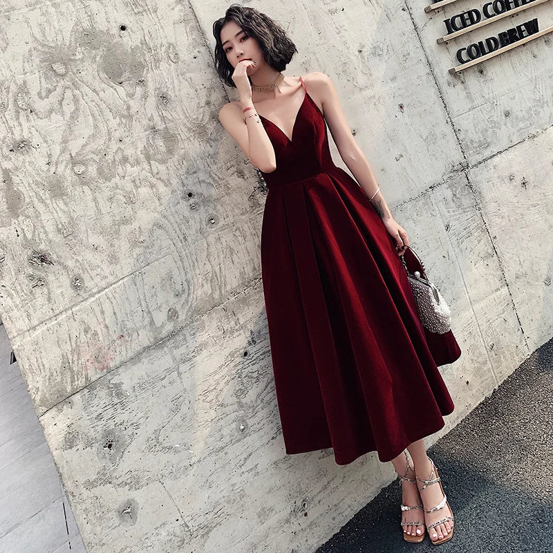 Homecoming Dresses: Evening Dress A Line velvet Girls Party Dress Vintage Prom Gowns