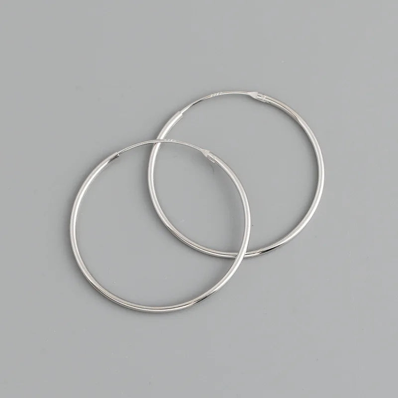 WANTME Genuine 925 Sterling Silver Fashion Korean Simple Hoop Earrings for Women Men Charming Chic Party Jewelry Accessories
