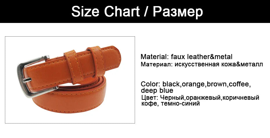 MaiKun Women's Skinny Leather Belt Solid Color Pin Buckle Simple Small Size Suit Business Casual Waist