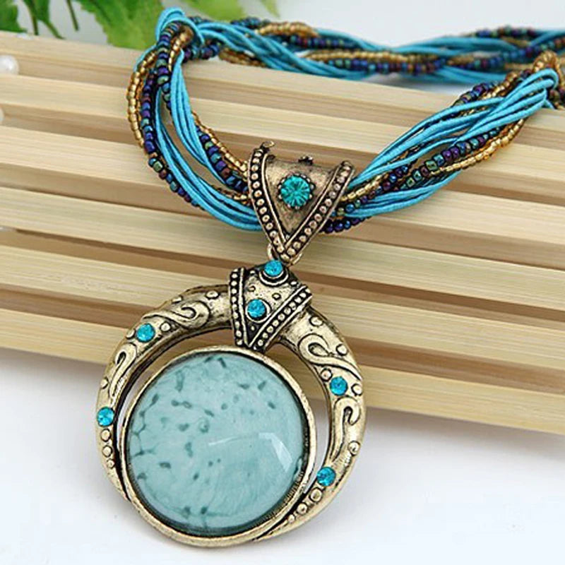 Vintage Necklace Jewelry Fashion Popular Retro Bohemia Style Multilayer Beads Chain